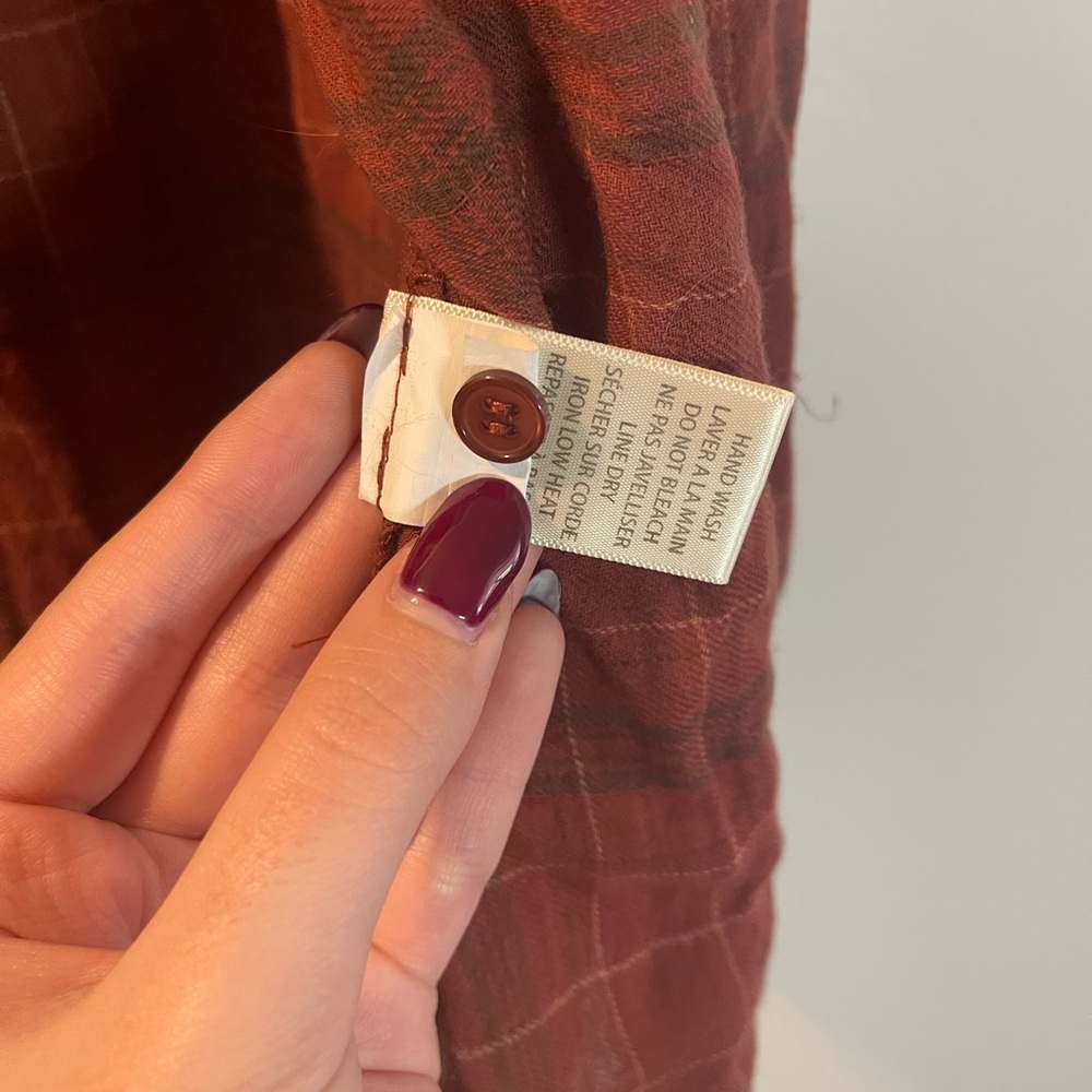 Max Studio Rust Plaid Ruffle Yoke Button-Up Blouse - Picture 13 of 16